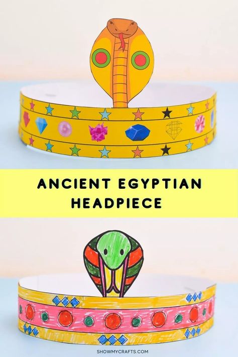 Egypt Costume Diy, Ancient Egypt Printables, Hat Crafts For Kids, Ancient Egypt Unit Study, Egyptian Headpiece, Ancient Egypt Crafts, Crafternoon Ideas, Simple Paper Craft, Egypt Activities