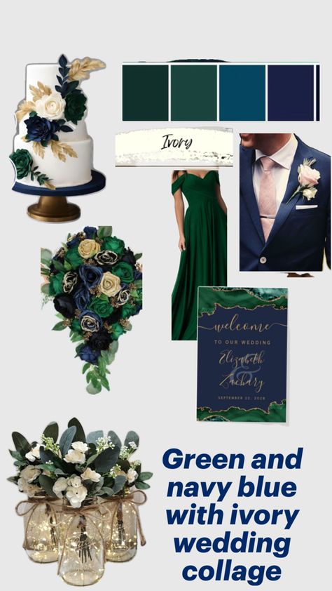 Emerald Green And Navy Blue Wedding, Navy And Emerald Wedding, Green And Navy Wedding, Navy And Emerald, Wedding Collage, Emerald Green Weddings, Beige Wedding, Royal Green, Green Palette