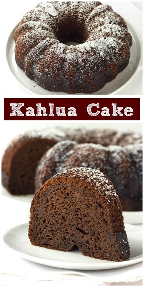 Kahlua Bundt Cake, Kahlua Cake Recipe, Chocolate Kahlua Cake, Kahlua Recipes, Kahlua Cake, Chocolate Poke Cake, Torte Cupcake, Boozy Desserts, Moist Cake