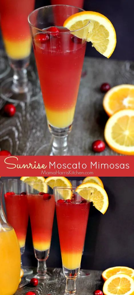 Sunrise Moscato Mimosas | Mama Harris' Kitchen Red Mimosa Recipe, Friend Brunch Ideas, Momosa Mimosa Recipe, Valentine Mimosa, Tiffany Mimosa, Breakfast Drinks With Alcohol, Bar Food Ideas Restaurant, Mimosa Ideas, Brunch Drinks Alcoholic