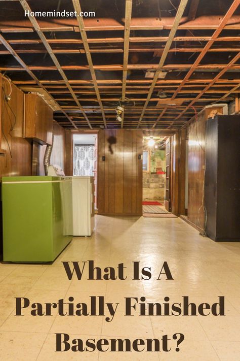 You may have wondered, what is a partially finished basement? We answer this and cover everything you need to know! How To Cover Furnace In Basement, Partially Finished Basement Ideas, Partially Finished Basement, Basement Organization, Old Basement, Craftsman Homes, Basement Finishing, Basement Makeover, Basement Walls