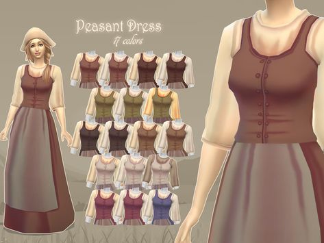 Peasant Dress Medieval, Sims 4 Medieval Cc, Sims 4 Medieval, Sims Decor, Legacy Challenge, Sims Download, Sims Challenge, Sims 4 Decades Challenge, Sims Medieval