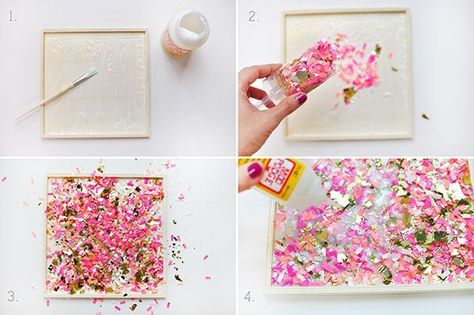 Learn the simple steps for how to make a colorful DIY Confetti Tray! There is a secret ingredient supply that really makes this a unique craft project. Confetti Bowls Diy, Diy Confetti, Kawaii Diy, Tray Diy, Diy Resin Crafts, Craft Night, Diy Resin, Unique Crafts, Crafty Craft