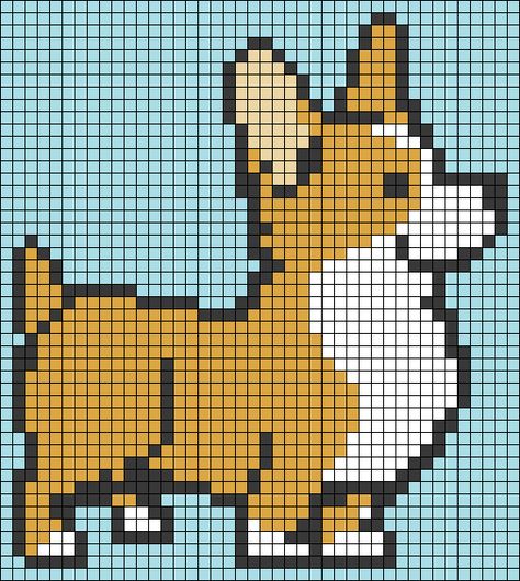 Corgi Cross Stitch Pattern Free, Corgi Alpha Pattern, Corgi Cross Stitch Pattern, Corgi Pixel Art, Corgi Crochet Pattern Free, Corgi Cross Stitch, Crochet Corgi, Corgi Cross, Corgi Pattern