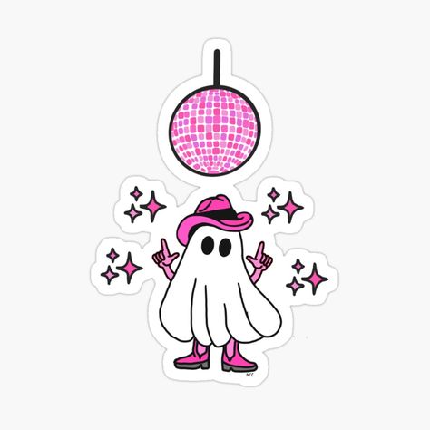 Get my art printed on awesome products. Support me at Redbubble #RBandME: https://www.redbubble.com/i/sticker/Pink-Disco-Ghost-Cowgirl-Cowboy-by-NCCArt/153055169.EJUG5?asc=u Disco Ghost, Ghost Drawing, Vinyl Decal Stickers, Mood Board, Ghost, Cowboy, Art Prints, Canvas, Drawings