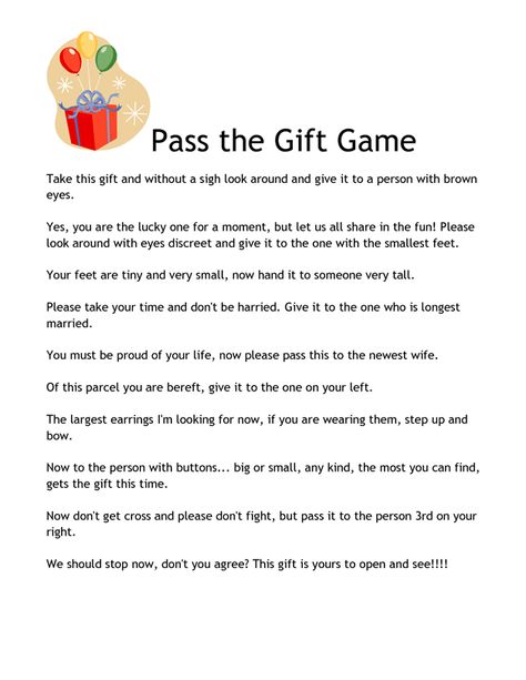 Pass the Gift Game 2.pdf Housewarming Party Games, Pass The Gift Game, Housewarming Games, Tupperware Party Ideas, Home Party Games, Kitty Party Games, Reunion Games, Party House, Kitty Games