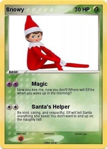 Elf Pokemon Card, Elf On Shelf Pokemon, Elf On The Shelf Pokemon Cards, Pokemon Elf On The Shelf Ideas, Elf On The Shelf Pokemon, Elf On Shelf Notes, Elf Pranks, Create Your Own Pokemon, Elf On Shelf Printables