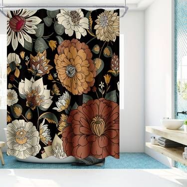 Elegant Bathroom Decor, Rv Gifts, Cloth Shower Curtain, Bohemian Bathroom, Abstract Shower Curtain, Flower Shower Curtain, Floral Shower Curtain, Aesthetic Bathroom, Bohemian Flowers