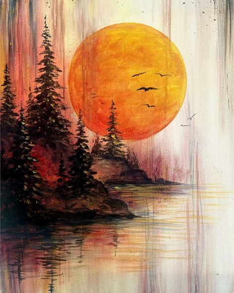 Painting Parties & Classes in Naperville - Paint & Sip Events Moon Iphone Wallpaper, Pinots Palette Paintings, Awesome Paintings, Witches Night Out, Fall Paintings, Office Painting, Pinots Palette, Painting Parties, Santa Margarita