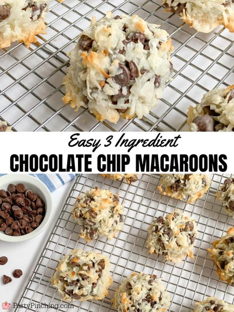 Chocolate Coconut Cookies 4 Ingredients, 2 Ingredient Macaroons, Macaroon Cookies Recipe Easy, Maccarone Recipes Coconut, 3 Ingredient Macaroons, Coconut Chip Cookies, 4 Ingredient Chocolate Coconut Cookies, Coconut Chocolate Chip Macaroons, 3 Ingredient Coconut Cookies