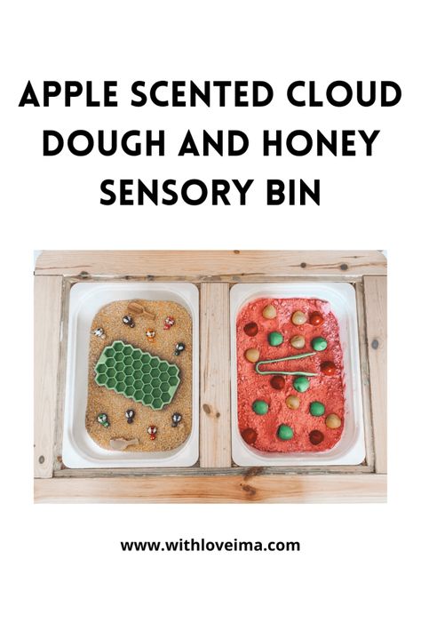 Rosh Hashanah Sensory Bin, Cloud Dough, Rosh Hashana, Sensory Bottles, Rosh Hashanah, Sensory Bins, Sensory Play, Honey, Dough