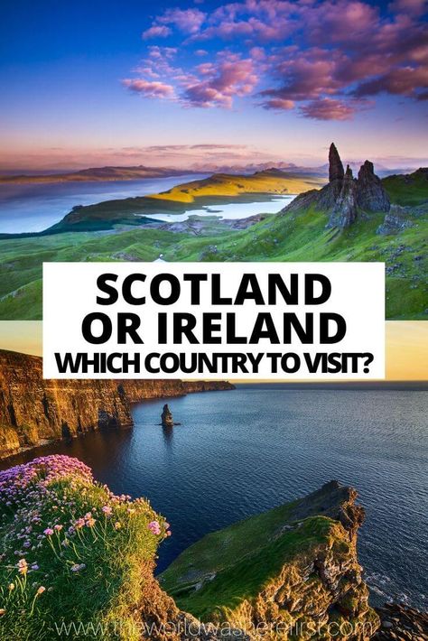 The ultimate guide to deciding whether to visit Scotland or Ireland for your upcoming holiday including things to do and budget tips. Visiting Scotland, Backpacking Ireland, Ireland Culture, Ireland Hotels, Ireland Weather, Ireland Beach, Scotland Travel Guide, Ireland Itinerary, Popular Places