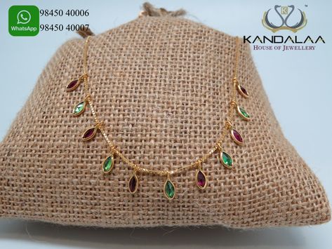 Super lightweight gold chains approximately 6 grams with colored stones for young and happening people!!!! 2 Grams Gold Chain Designs, Kids Chain Designs Gold, Kids Chains Gold Indian, Baby Chains Gold, Simple Gold Neckles, Kids Jewellery Gold Indian, Lightweight Gold Necklace Indian, Baby Gold Jewellery, Gold Necklace For Kids