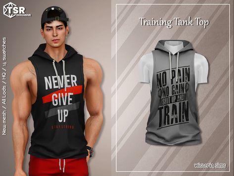 The Sims Resource - Training Tank Top Sims 4 Hair Male, Halloween City, Gym Singlets, Sims 4 Male Clothes, Sims 4 Piercings, Cc Sims4, Pelo Sims, Tank Outfit, Mens Athletic Wear