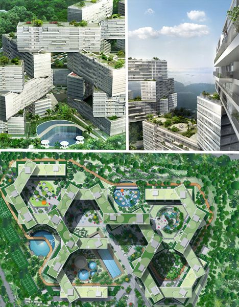 Futuristic Eco-Housing & Visionary Green Public Space Ideas Green Public Space, Beach Building, Pool Pictures, Sky Pool, Futuristic Building, London Buildings, Green Facade, Future Buildings, Architecture Presentation Board