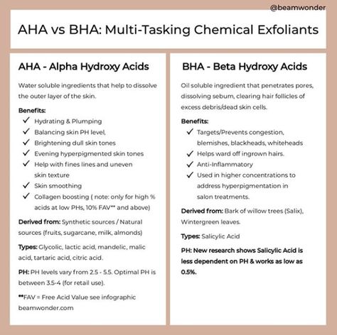 AHA vs BHA: Multi-Tasking Chemical Exfoliants – Beamwonder Aha Vs Bha, Skincare Marketing, Skincare Science, Skin Facts, Skin Care Business, Skin Aesthetics, Daily Skin Care Routine, Diy Skin Care, Acne Skin