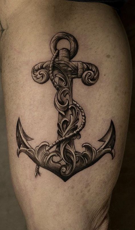 Zee Tattoo, Tattoo Crane, Hai Tattoo, Navy Tattoos, Anchor Tattoo Design, Anker Tattoo, Pirate Tattoo, Anchor Tattoos, Ocean Tattoos