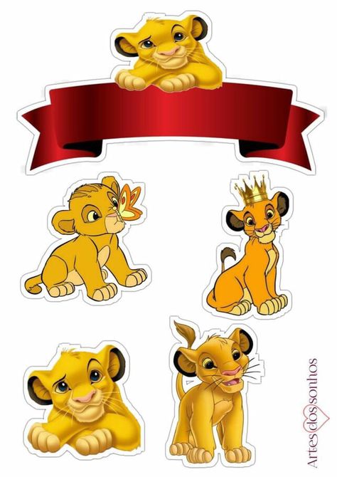 Lion King Cake Topper Printable, Simba Cake Topper, Simba Png, Lion King Printable, Lion King Party Decorations, Baby Album Design, Roi Lion Simba, Lion King Birthday Party Ideas, Paw Patrol Birthday Theme