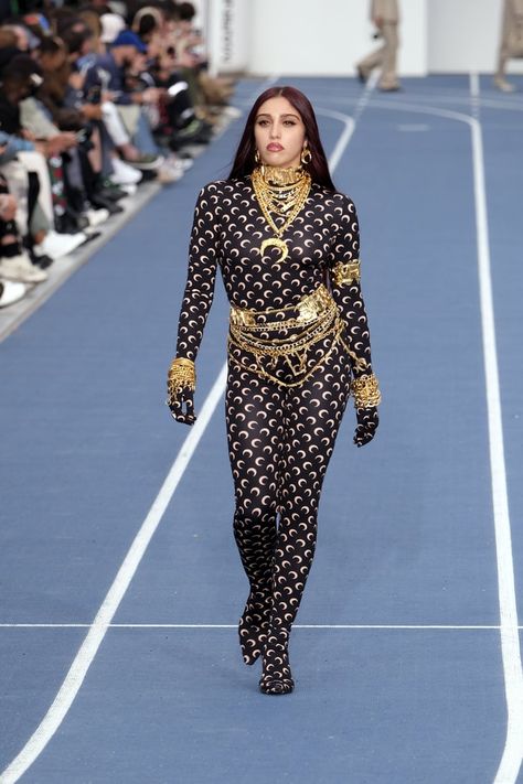 Marine Serre Outfit, Jjba Fashion, Casual Rompers Outfit, Spring 2023 Runway, Madonna Daughter, Catsuit Outfit, Jorja Smith, Vogue France, White Swimwear