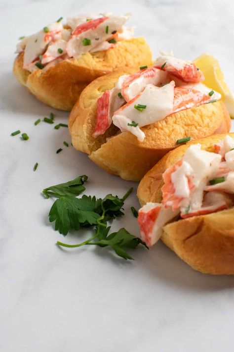 Crab Rolls Sandwich, Poor Man's Lobster, Meat Bun, Lobster Roll Recipes, Crab Sandwich, Rolled Sandwiches, Crab Rolls, Yum Yum Sauce, Crab And Lobster