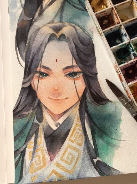 Danmei Art, Shen Jiu, Shen Qingqiu, Scumbag System, Manga Watercolor, Scum Villain, Watercolor Ideas, Sketchbook Inspiration, Anime Sketch