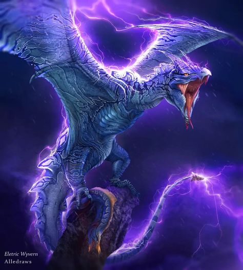 Wyvern Art, Lightning Dragon, Animal Illustration Art, Creature Artwork, Baldur's Gate, Dragon Artwork, Creature Concept Art, Whatsapp Dp, Art Base