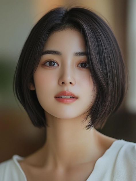 Round Bob Haircut Medium, Short Hairstyle Women Korean, Asian Hair Bob, Korean Bob Haircut, Korean Bob, Curly Pixie Haircuts, Womens Haircuts Medium, Stacked Bob Haircut, Asian Short Hair