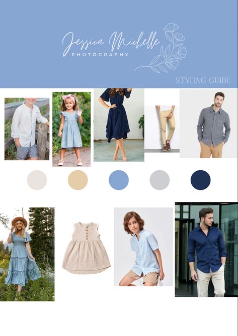 Dusty blue & navy color palette for family photoshoot outfits Blue Color Palette Photoshoot, Navy Blue Photoshoot Outfits Family, Family Photo Outfits Navy Blue, Navy Blue Family Pictures Outfits, Blue Family Pictures Outfits, Navy Family Pictures, Dress For Family Pictures, Picture Color Schemes, 2024 Photoshoot