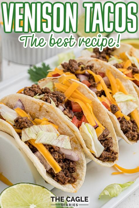 Venison tacos are easy to make at home, making your own taco seasoning blend - this way you can adjust to fit your palate. Who doesn't love tacos, but using venison ground meat instead of beef really takes tacos to a whole other level. Venison Tacos, Ground Venison Recipes, Elk Recipes, Ground Recipes, Deer Recipes, Deer Meat Recipes, Deer Meat, Ground Meat Recipes, Taco Recipe