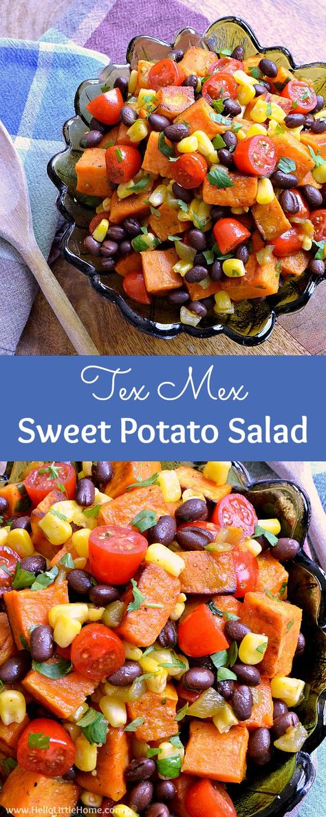 Roasted Sweet Potato Salad, Chili Lime Vinaigrette, Vegetarian Side Dish Recipes, Sweet Potato Salad Recipe, Ms Recipes, Sweet Potato Salad, Roasted Sweet Potato, Vegetarian Sides, Potato Salad Recipe