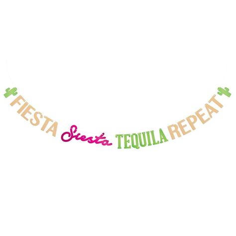 Deck out your party with this cool, metallic gold paper banner. The "Fiesta Siesta Tequila Repeat" word pennants are a fun, decorative way to welcome your guests and pull together a fiesta bachelorette, bridal shower, or birthday party theme. The ... Fiesta Photo Booth, Mexican Bridal Showers, Bridal Shower Sash, Bachelorette Party Sash, Bachelorette Party Banners, Number Candles Birthday, Bridal Shower Diy, Paper Banners, Party Banners