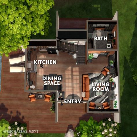 Michaela Sims | Sims 4 Builder ✨🇨🇿 on Instagram: "And now the floor plan of my Renovated Industrial Home 🧡  I really enjoyed playing around with the industrial style again, it's been a while since I have done that and I had a blast! ❤️  🧡 Moonwood Mill 🧡 20x15 🧡 $47,588  🧡 Origin ID: michaelasimsyt 🧡 Speed build on my YT channel, link in bio ________________ 🏷  the sims 4 | the sims 4 house | the sims 4 ideas | sims 4 speedbuild | sims 4 exterior  Game: @thesims | #thesims #thesims4 #sims4 #showusyourbuilds #ts4 #sims4build #simstagram #simsbuild" Renovated Factory, Sims 4 Ideas, Lofted Bedroom, Sims 4 Loft, Sims 4 House, Sims 4 Speed Build, Sims 4 House Plans, Sims 4 House Building, Industrial Home