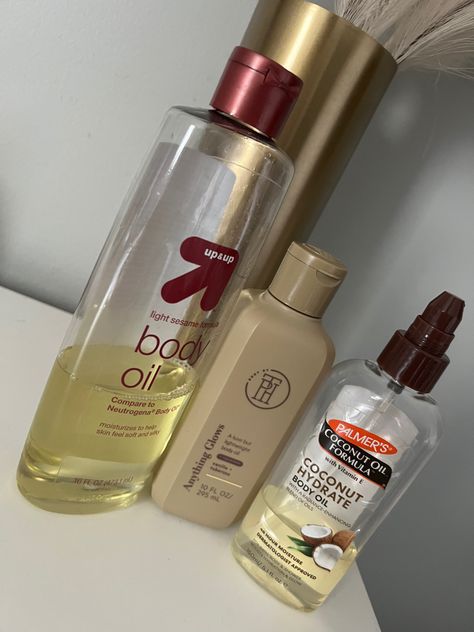 Target Brand Light Sesame Body Oil TPH Anything Glows Body Oil (Walmart) Palmers Coconut Hydrating Oil ( Amazon, Walmart, Target) Body Shower, Body Oils, Smell Good, Oil Blend, Body Oil, Beauty Care, Vitamin E, Coconut Oil, Body Care