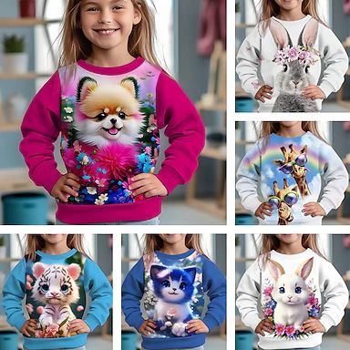 girls sweatshirt- Online Shopping for girls sweatshirt- Retail girls sweatshirt from LightInTheBox Cat Sweatshirt, Sweatshirts Online, Girl Sweatshirts, Hoodie Girl, Cartoon Cat, Long Sleeve Sweatshirts, Autumn Summer, 3d Print, Girls Tshirts