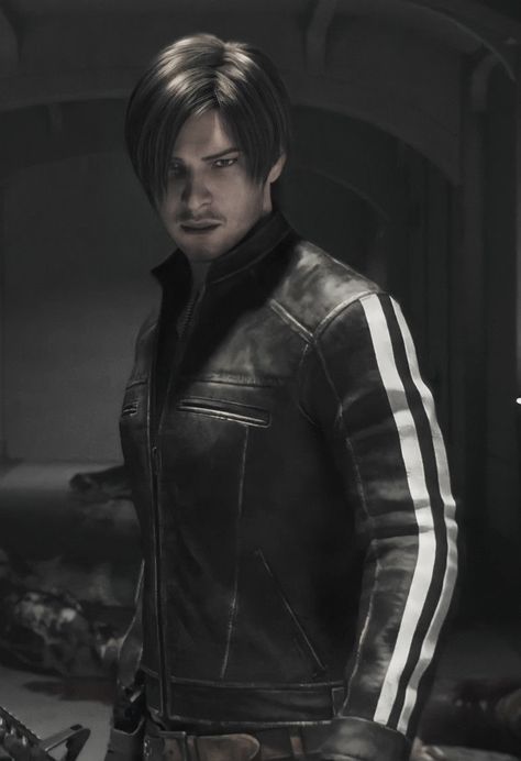 Resident Evil Vendetta, Resident Evil Biohazard, Leon Resident Evil, Evil Games, Black Leather Motorcycle Jacket, Leon Scott, Resident Evil Collection, Resident Evil Game, Dmc 5