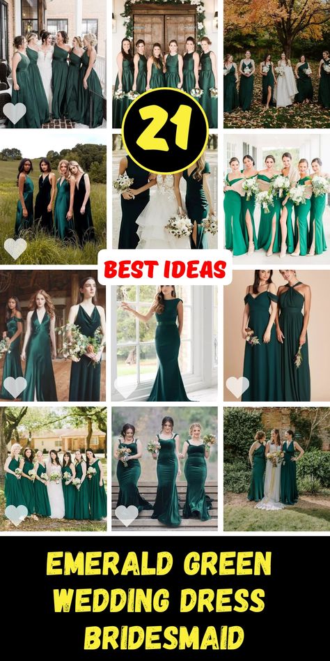 Embrace the enchanting allure of an emerald green wedding dress bridesmaid look. This elegant color brings a touch of sophistication to any wedding. Paired with gold accessories, it creates a regal and luxurious feel, perfect for winter weddings. Emerald green also harmonizes beautifully with navy blue and burgundy, offering versatile options for your bridal party. Whether it`s a summer wedding or a festive Christmas celebration, emerald green wedding dress bridesmaid styles ensure a memorable a Emerald Green Wedding Dress Bridesmaid, Emerald Green Dress Outfit, Emerald Green Wedding Dress, Green Wedding Dress, Emerald Green Gown, Green Dress Outfit, Dress Shorts Outfit, Emerald Green Bridesmaid Dresses, Emerald Green Wedding