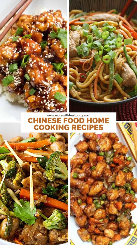 A collage of 4 Easy Chinese Food Recipes Easy Chinese Food Recipes, Easy Chinese Food, Chinese Dishes Recipes, Asian Dumplings, Real Chinese Food, Fry Rice, Chinese Chicken Salad Recipe, Home Cooking Recipes, Chinese Food Restaurant