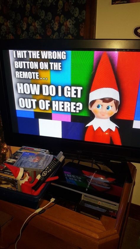 elf on the shelf stuck in the TV go to youtube and search elf stuck in tv cast it to your tv using your chromecast/firestick Elf Stuck In Tv, Elf Shenanigans, Timmy Time, Crafts For Children, Elf Shelf, Shelf Elf, Awesome Elf On The Shelf Ideas, Elf Magic, The Creeper