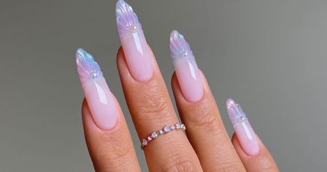 Nail Designs Simple Short, Ideas For Your Birthday, Sparkly French Tips, Nail Designs Simple, Season Nails, 2023 Nail, Pisces And Scorpio, Acrylic Ideas, Water Nails