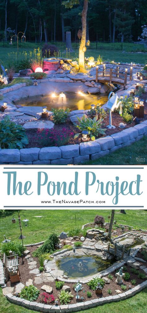 The Pond Project - Part 3: The Reveal - Page 2 of 2 - The Navage Patch Garden Goldfish Pond, Rectangular Koi Pond Ideas, Backyard Koi Pond Ideas Diy, Koi Pond Ideas Backyard, Diy Koi Fish Pond, Stone Backyard Landscaping, Make A Pond, Pond Decorating Ideas, Small Koi Pond Ideas