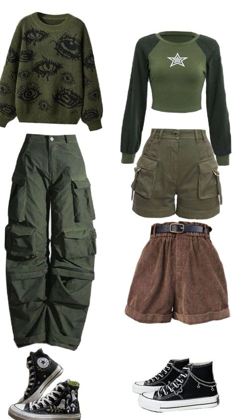 green grunge Silly Clothes, Grunge Outfit, Outfit Inspo Casual, Clothes And Shoes, Tomboy Style Outfits, Swaggy Outfits, Vibe Clothes, Really Cute Outfits, Edgy Outfits