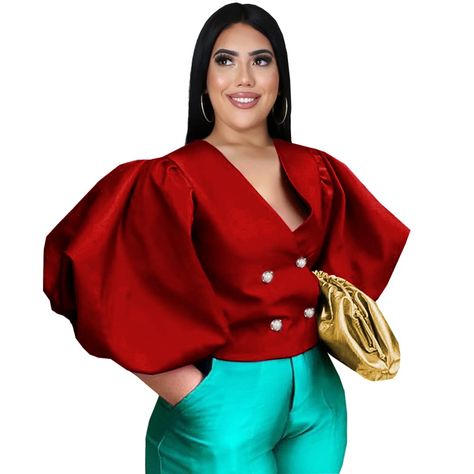 Corporate Tops, Big Sleeves Blouse, Puffy Blouse, Big Lantern, Puffy Sleeves Blouse, Big Sleeves, Creative Shirts, Lantern Sleeved Blouses, Short Blouses