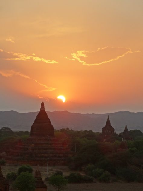 Stunning sunset view from Shwesandaw Temple in Bagan 😍 Bagan Myanmar, Stunning Sunset, Sunset View, Bagan, Sunset Views, Angkor, Myanmar, Southeast Asia, Cambodia