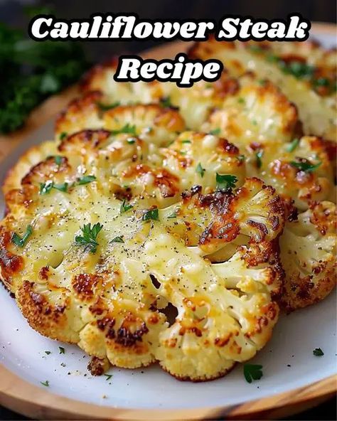 Cheesy Cauliflower Steaks - Greenku Recipes Best Cauliflower Recipes Dinners, Cheesy Cauliflower Steak, Ways To Make Cauliflower, Hamburger And Cauliflower Recipes, Cheesey Cauliflower Steaks, Cauliflower And Asparagus Recipes, Different Ways To Cook Cauliflower, Breaded Cauliflower Steaks Baked, Healthy Cauliflower Steaks