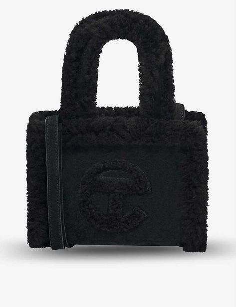 UGG X TELFAR - Logo-embroidered small suede and sheepskin tote bag | Selfridges.com Black Ugg Telfar Bag, Telfar X Ugg, Telfar Logo, Telfar Bags, Ugg Bag, Telfar Bag, Shopper Tote, Small Tote, Mini Tote