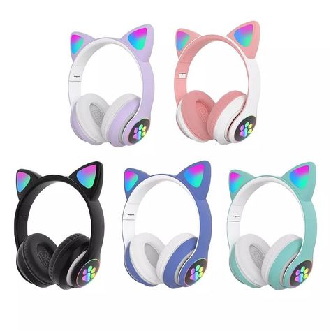 Cat Ear Headset, Cat Headphones, Cute Headphones, Kids Headphones, Headphone With Mic, Gaming Headphones, Cat Ear, Bluetooth Headphones Wireless, Wireless Headset