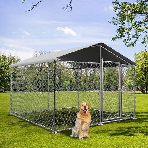 Large Dog Kennel Outdoor, Heavy Duty Outdoor Dog Kennel Chain Link Dog Cage Dog Playpen Dogs Run - On Sale - Bed Bath & Beyond - 37987955 Outdoor Dog Runs, Large Dog Kennel, Dog Enclosures, Outdoor Dog Kennel, Friends Come And Go, Pet Doors, Adventure Cat, Dog Pen, Dog Cage