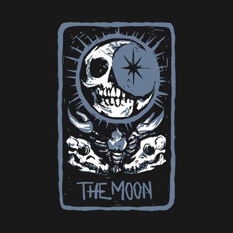 The Moon Skeleton Skull Tarot Card - The Moon Tarot Card - T-Shirt | TeePublic The Fool Skeleton, Tarot Card Moon, Moon Skeleton, Sun And Moon Tarot, Ghana Flag, Moon Tarot Card, The Sun Tarot Card, Tarot Card Tattoo, The Moon Tarot Card