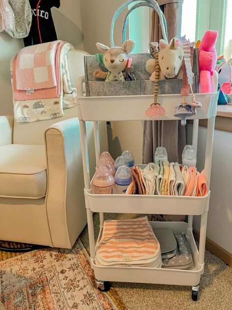 Rolling Cart Baby Shower Gift, Baby Cart Organize, Baby Rolling Cart Organizer, Nursing Cart, Nursing Carts, Small Baby Nursery, Indigo Aura, Baby Cart, Movable Storage