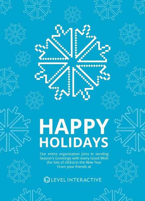 During my internship with Level Interactive I was asked to create a company holiday card to send to all of our current clients. Since we are a digital advertising agency focused on driving traffic for our clients I decided to play off our promise to get m… Company Holiday Card Design, Pf 2023, Company Holiday Card, Christmas Advertising Design, Company Christmas Card, Creative Brainstorming, Xmas Postcard, Company Holiday Cards, Holiday Card Inspiration